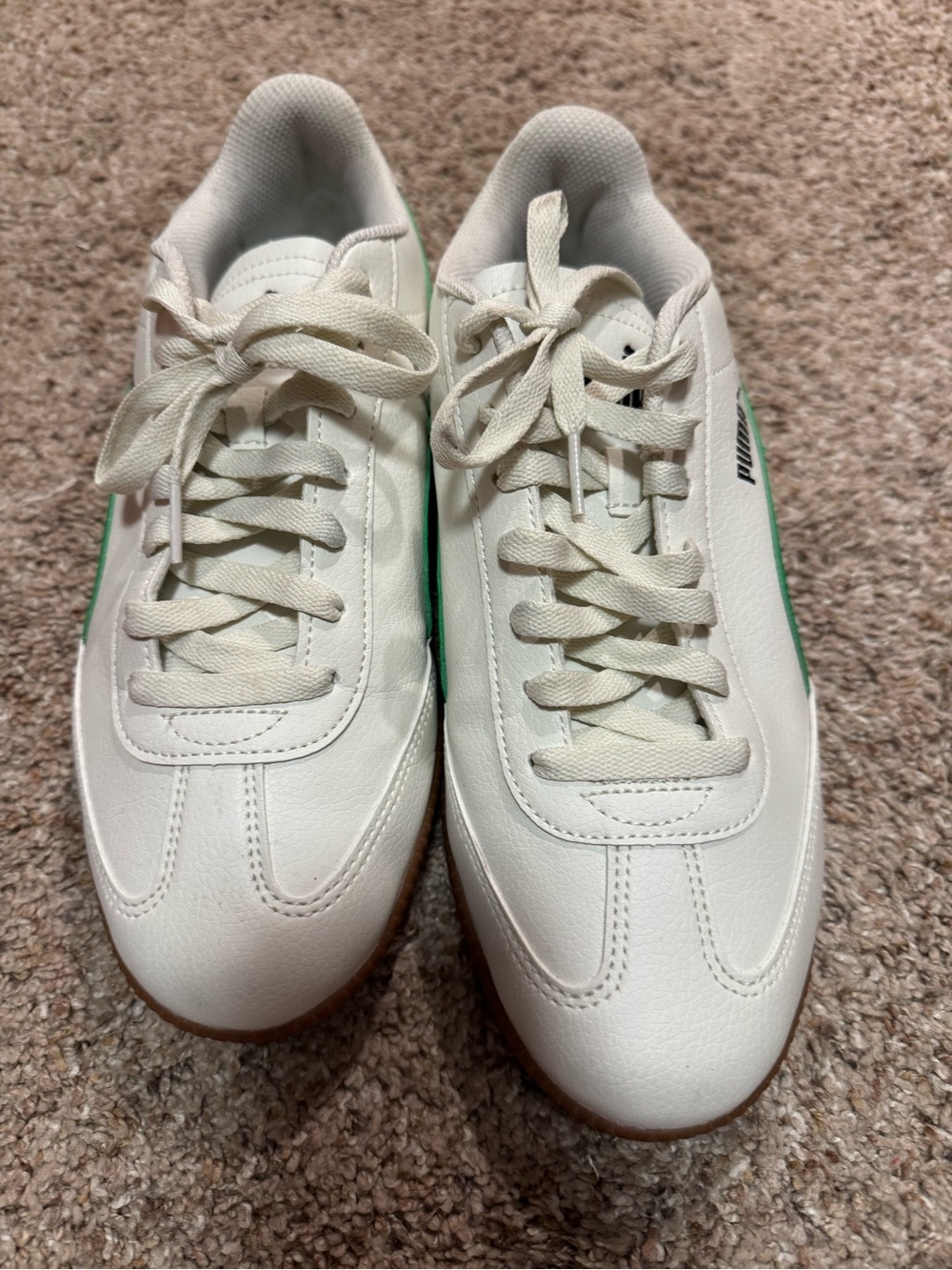 Puma White Sneakers with Green Stripe - Picture 2 of 5